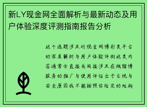 新LY现金网全面解析与最新动态及用户体验深度评测指南报告分析